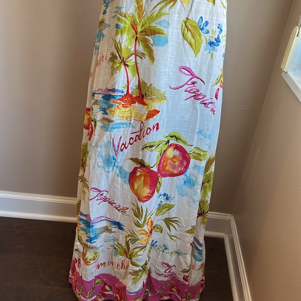 Paper Heart Womens Spring Summer  Dress Fruits Palm Trees New Tropical - Picture 4 of 4